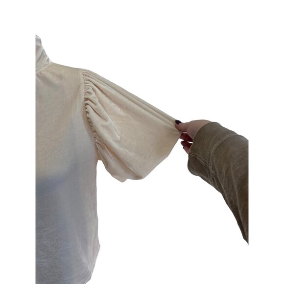 Free People Claudia Puff-Sleeve Blouse Pink Size XS Holiday Velvet Bohemian Cute - Picture 11 of 16